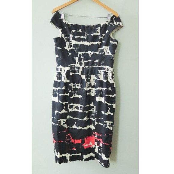 Black Halo Off The Shoulder Multicolor Lena Print Dress - Picture 4 of 5